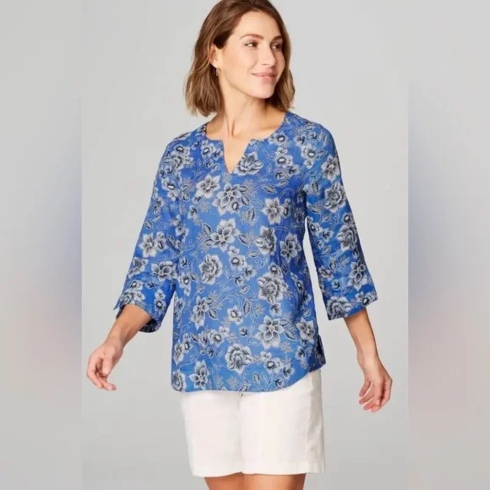 J. Jill Love Linen Floral Tunic Blouse